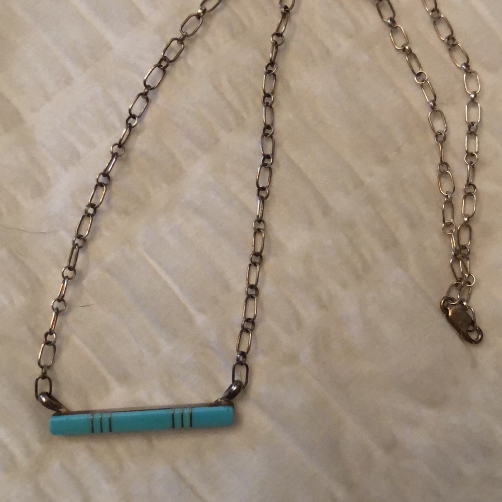 Signed Zuni Turquoise bar necklace